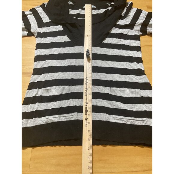 Striped Black & Gray Cowl Neck Sweater By NY Collection Size L Women - Picture 3 of 6